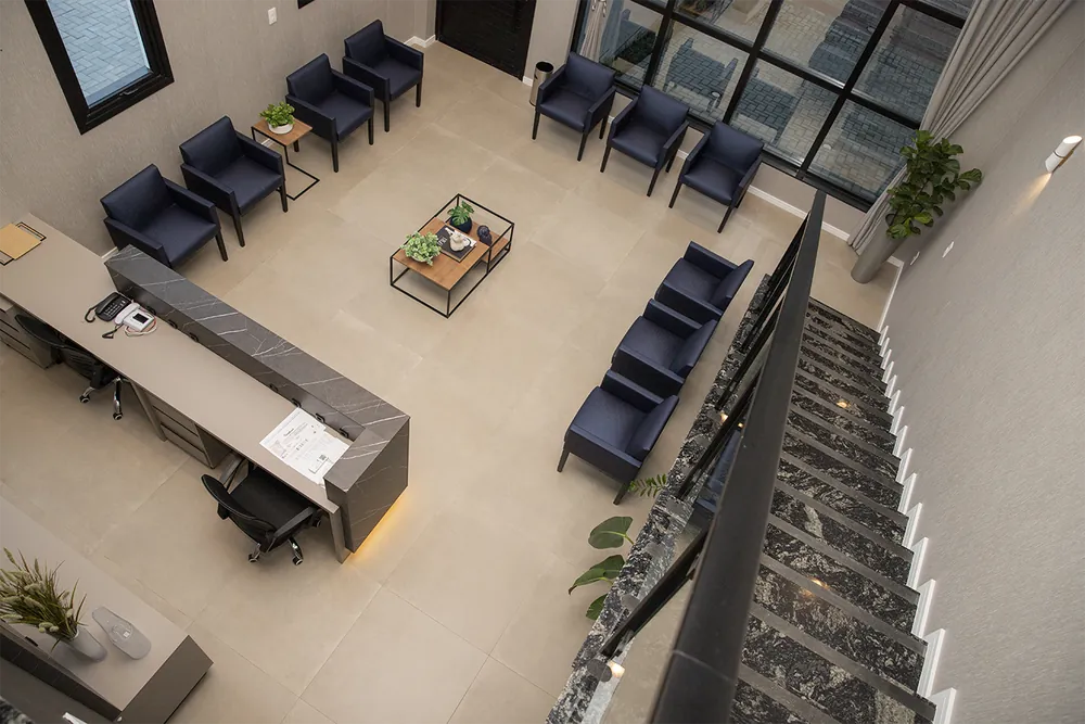 Recepção da clínica Zibellina Dermatologia em Gaspar, SC
